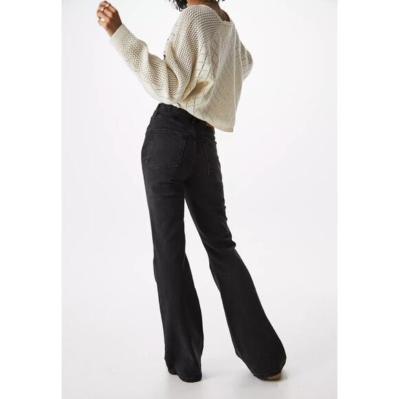 BDG Urban Outfitters Super High Rise Flare Jeans Black Washed Gray Denim Sz 26 - Picture 2 of 7